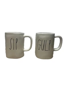 Magenta By RAE DUNN SET di 2 tazze bianche mancini collezione Gulp & Sip Artisan - Foto 1 di 10