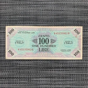 Billete italiano de 100 liras de la Segunda Guerra Mundial 1944 moneda de ocupación aliada Italia Segunda Guerra Mundial - Imagen 1 de 3