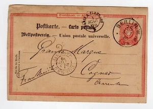 Allemagne Berlin entier postal 1889 sur carte postale pour Cognac /TE892 - Picture 1 of 1
