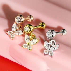 Piercing Tragus en Acier Chirurgical et Oxydes de Zirconium - Papillon Pendant - Bild 1 von 2