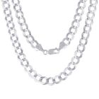 Solid 10K White Gold Mens 8.5Mm Cuban Curb Chain Link Necklace Italian Made 22"