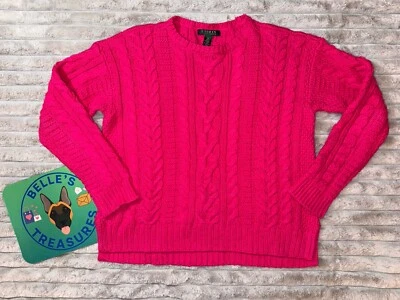 Suéter pulôver pescador Lauren Ralph Lauren médio rosa quente 3D malha cabo - Imagem 1 de 4