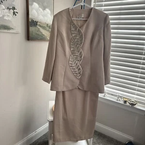 Donna Vinci Gold and Long Skirt Suit Crystal Beaded Sz 10 Church Easter - Picture 1 of 11