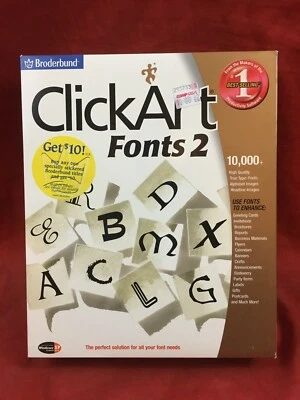 Broderbund ClickArt Fonts 2 - BRAND NEW in SEALED BOX - © 2002 - Image 1 of 4