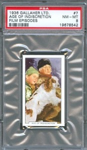 1936 GALLAHER Movie Card #7 DAVID JACK HOLT May ROBSON Age of Indiscretion PSA 8