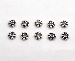 300 PCS 5MM BALI FLOWER DAISY SPACER BEADS OXIDIZED STERLING SILVER PLATED - Picture 1 of 3
