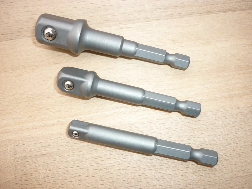 Bit Adapter 3tlg BGS Adapter Satz für Bohrmaschine 1/4" 3/8" 1/2" Außenvierkant  - Bild 1 von 1