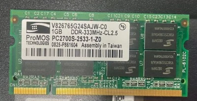 1GB  PC2700 DDR1 DDR333 333MHZ 200pin Sodimm Laptop Memory Ram Sodimm 1 MODULE - Image 1 of 2
