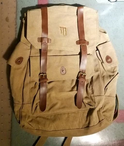 JAVA MONSTER Heavy Duty Canvas Backpack w/Leather Straps Vault Back to School - Picture 1 of 11