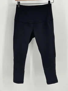 Zella Leggings Cropped Women's Size Small Black High Rise Mesh Bottom - Picture 1 of 9
