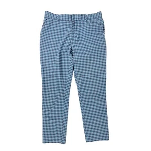MR TURK Men's Trouser Pants 30X28 Trina Gingham Check Golf Activewear Blue - Picture 1 of 4