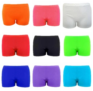 Womens Ladies Girls Neon Lycra Stretchy Elastic Sexy Hot Pants Dance Gym Shorts - Picture 1 of 11