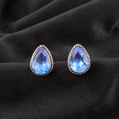 Natural Tanzanite Gemstone 925 Sterling Silver Ethnic Jewelry Cufflinks For Men - Image 1 of 4