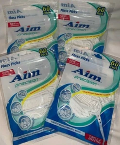 4 x 60 pcs ( 240 total ) AIM PRECISION DENTAL FLOSSERS Floss Pick Sticks * NEW - Picture 1 of 4