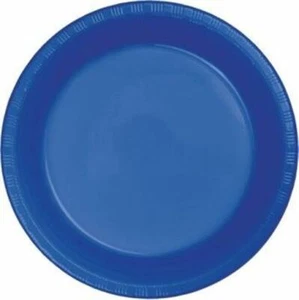 Cobalt Blue 7 Inch Plastic Desert Plates 20 Per Pack Blue Tableware Supplies - Picture 1 of 1