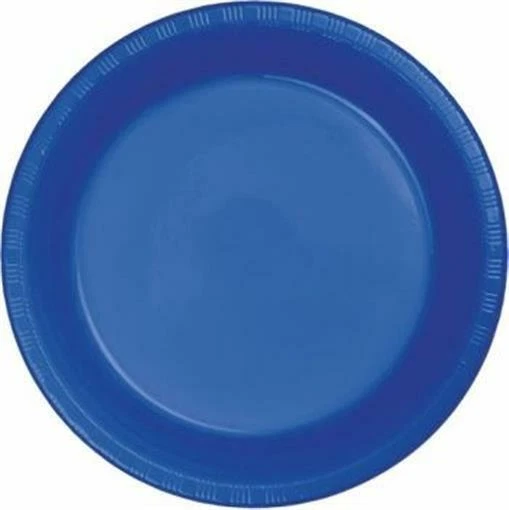 Cobalt Blue 7 Inch Plastic Desert Plates 20 Per Pack Blue Tableware Supplies - Image 1 of 1