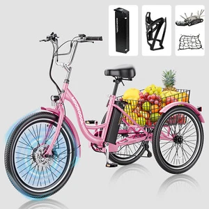 MOONCOOL 24"/26" Adult Electric Tricycle 350W 3 Wheel Bicycle Trike 36V Battery - Picture 1 of 29