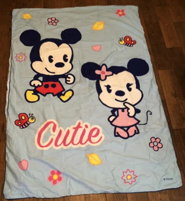 Funda nórdica doble Disney Minnie Mickey habitación niñas/niños azul rosa “Cutie” 59x85” Foto 1 de 4