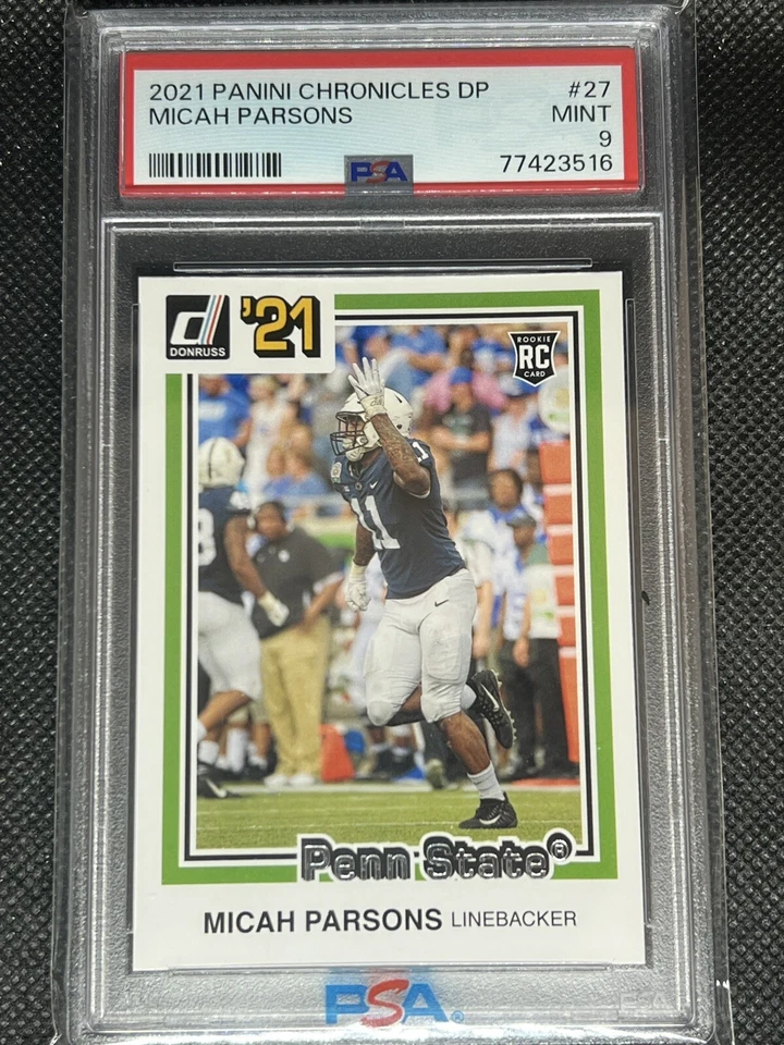 2021 Panini Chronicles DP MICAH PARSONS RC #27 ROOKIE CARD PSA 9 MINT Penn State - Image 1 of 2