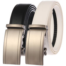 Luxury Cowskin Leather belts for men Automatic Buckle Belt Ratchet Strap Jeans