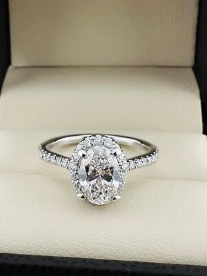 1.09 克拉 OVAL E VS1 实验室种植钻石 14K 金戒指 尺寸 6.25 天然侧石 — 第 1/4 张图片