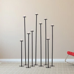 Set of 9 Metal Tall Black Candlesticks Modern Candle Holder Stand Wedding Decor - Picture 1 of 14