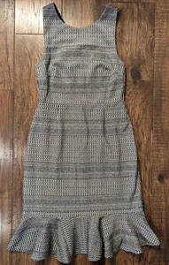 Vestido Vaina Banana Republic Azul Marino Blanco Tejido Espalda Cruzada Volantes Dobladillo Talla 4 ¡NUEVO CON ETIQUETAS! - Imagen 1 de 17