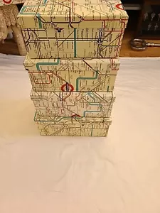London Underground Tube Map Set of 4 Nesting Boxes 8x10, 8.5x11.5, 9x12, 9.5x13 - Picture 1 of 6