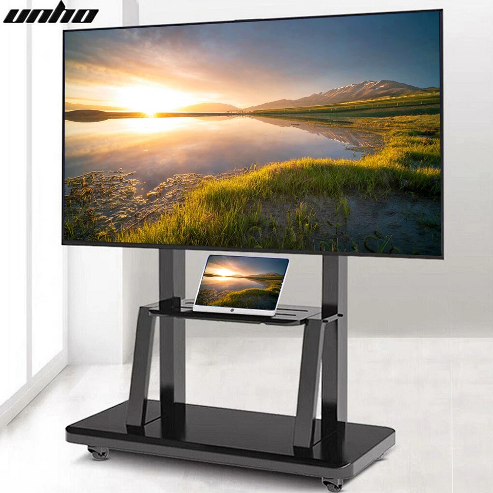 UNHO TV Ständer 32-100 Zoll Standfuß Fernseher Ständer auf Rollen Höhenverstellbar DE
