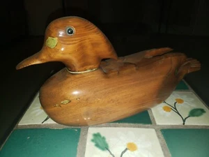 Vintage 13" Holz Ente Köder weiß Zedernholz Nov 1989 signiert J Jansen - Bild 1 von 11