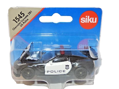 Chevrolet Corvette ZR1 Siku 1545 Policía de Estados Unidos Patrulla de Carreteras blanco y negro Foto 1 de 2