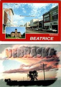 2 ~ 4 x 6 Postkarten Beatrice, NE Nebraska STREET SCENE ~ Gage County & Sonnenuntergangsszene - Bild 1 von 5