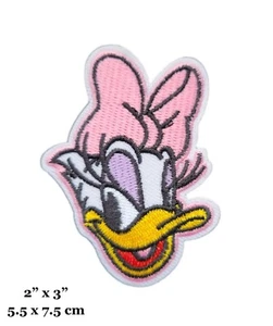 Daisy Duck Cartoon Character Face Donald Girlfriend Embroidered Iron On Patch - Picture 1 of 2