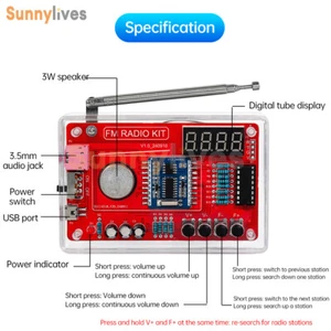 DIY Digital RDA5807 FM Radio Electronic 87-108MHZ DIY Soldering Practice Kit US - Picture 1 of 17