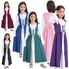 Kids Girls Retro Medieval Princess Costume Halloween Renaissance Cosplay Dress 