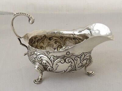 Fine Ornate Victorian Solid Sterling Silver Sauce Boat Birmingham 1896 • 68.66£