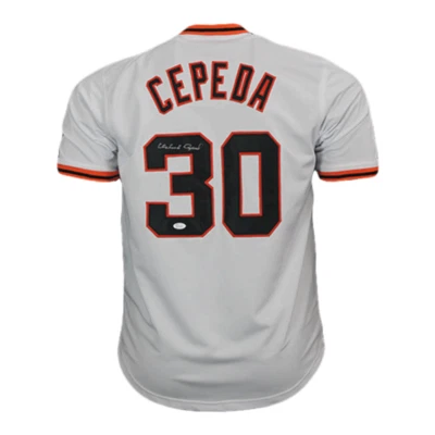 Camiseta de béisbol blanca firmada por Orlando Cepeda de San Francisco (JSA) Foto 1 de 3