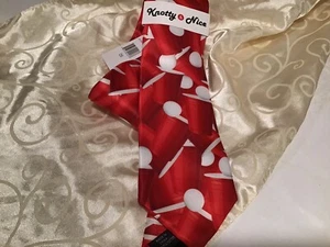 New With Tags Men’s Red & White Knotty & Nice "Beer Pong" Novelty Funny Necktie - Picture 1 of 4