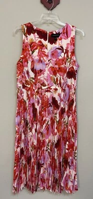 Lane Bryant Womens Size 16 Vneck Midi Style Pleated Colorful Floral Dress! A1322 - Image 1 of 4
