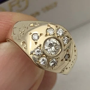 Estate Solid 14K Gold .34TCW Diamond Cluster Dome Ring, Sz 6 - Picture 1 of 24