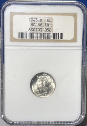 1943-D S10C MERCURY DIME NEAR-SUPERB-BU NGC MS66FB RARITY R2 HIGHEST-GRADES Cover
