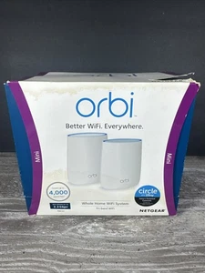 Netgear Orbi RBK22-100NAS RBR20 Tri-Band Mesh Wi-Fi Router with RBS20 Satellite - Picture 1 of 10