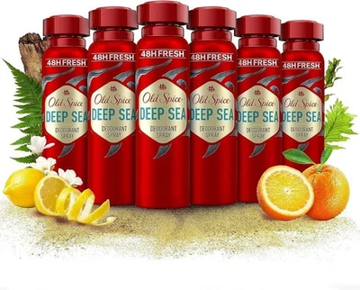 6x Old Spice Deep Sea Deo Body Spray Fresh Clean Oduor Herren - 150ml Xmas Gi - Bild 1 von 4