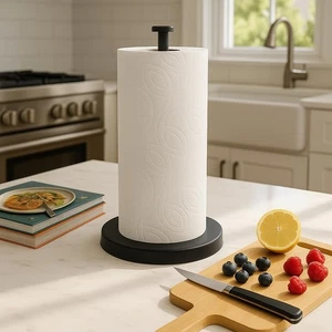 Matte Black Paper Towel Holder Countertop, Kitchen Paper Roll Holder Stand wi... - Picture 1 of 9