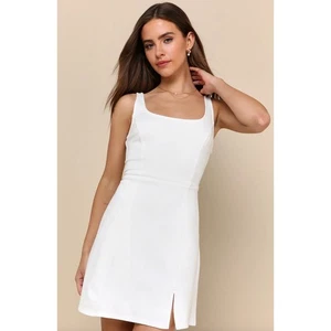Lulus Always Admired White Sleeveless Mini Dress Minimalist Stretch Medium NWT - Picture 1 of 13