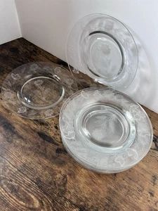 WJ Hughes Clear Glass Cornflower Sunflower 7.5” Dessert Salad Plate Set Of 4 - Picture 1 of 8