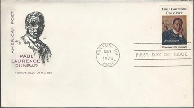 Scott 1554 FDC - 10 cent - 1975 - Paul Laurence Dunbar - First Day of Issue - Image 1 of 2