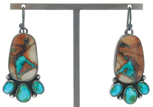 Natural Royston Ribbon Turquoise Earrings By Navajo Artist Loretta Delgarito - Bild 1 von 2