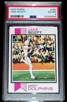 1973 Jake Scott #390 Topps PSA 6 Miami Dolphins - Image 1 of 3