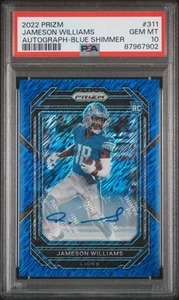 2022 PANINI PRIZM AUTO-BLUE SHIMMER #311 JAMESON WILLIAMS 24/25 PSA 10 - Picture 1 of 2